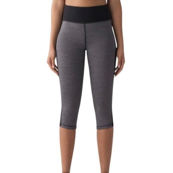Lululemon Smooth Stride Crop Heathered Black / Black size 6 - Picture 7 of 12